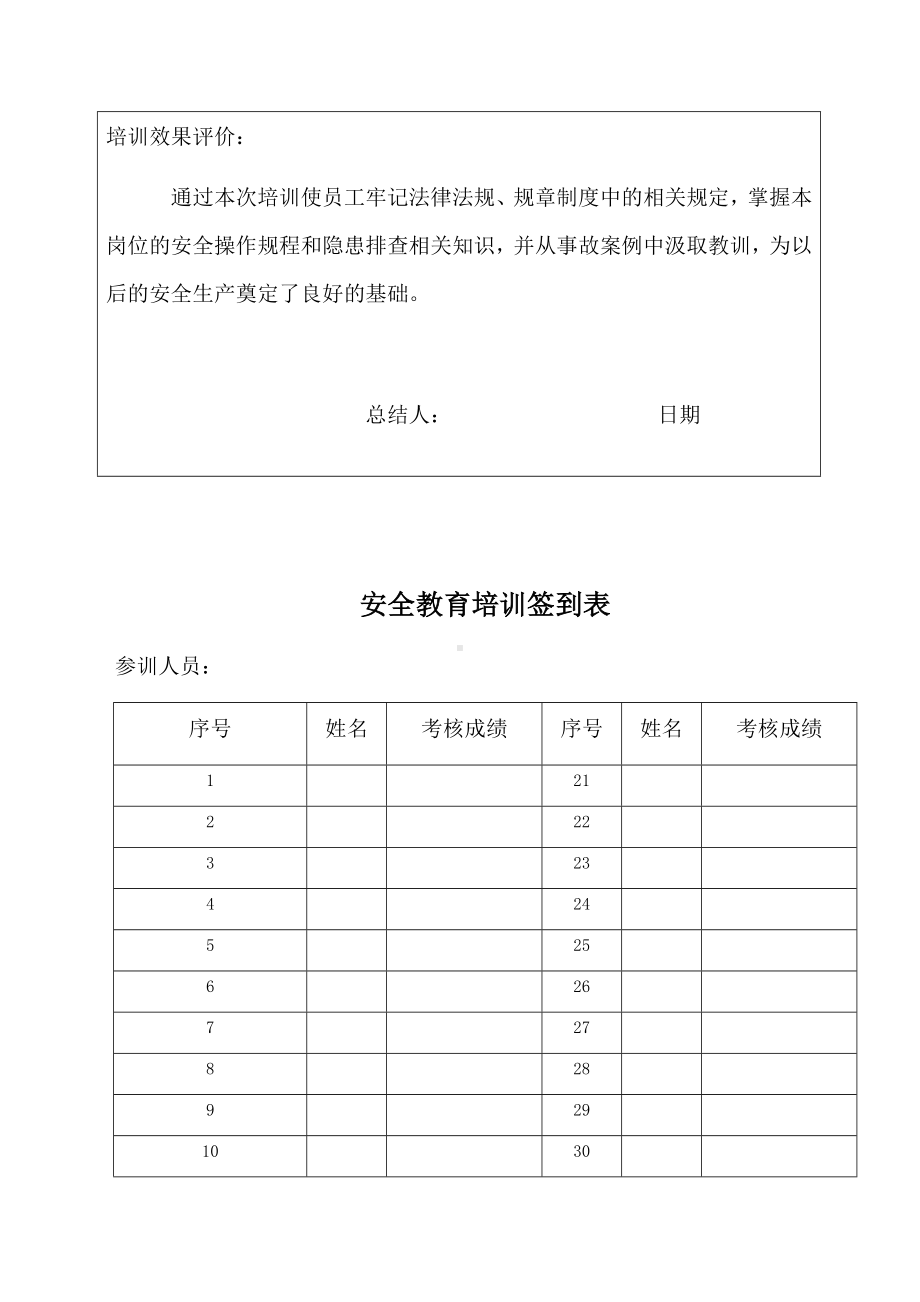 安全教育培训记录表（大学习、大培训、大考试）.docx_第2页