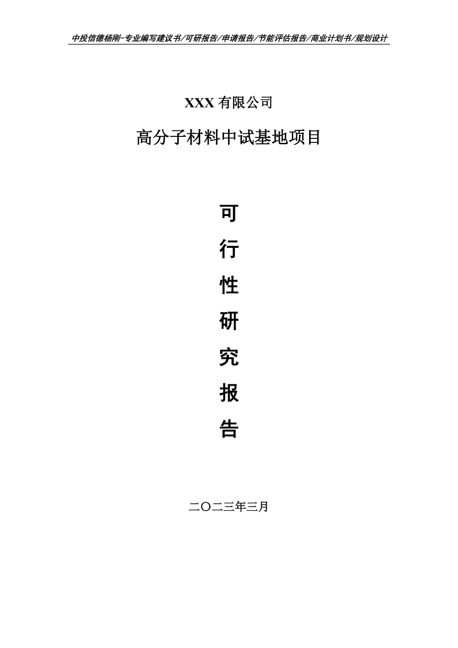 高分子材料中试基地项目可行性研究报告建议书.doc_第1页