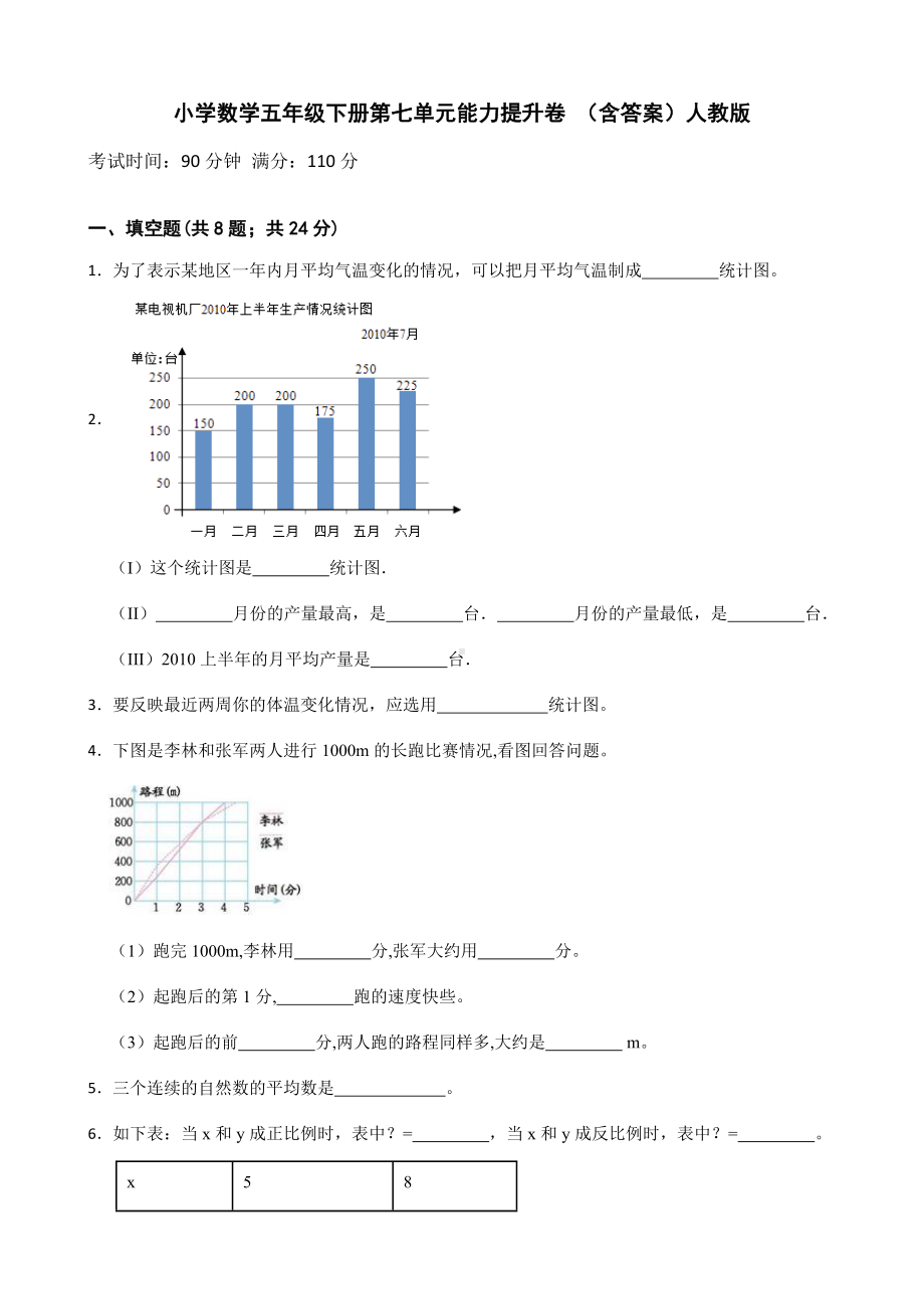 小学数学五年级下册 第七单元能力提升卷 含答案.docx_第1页