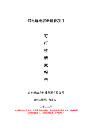 重点项目铝电解电容器建设项目可行性研究报告申请立项备案可修改案例.wps