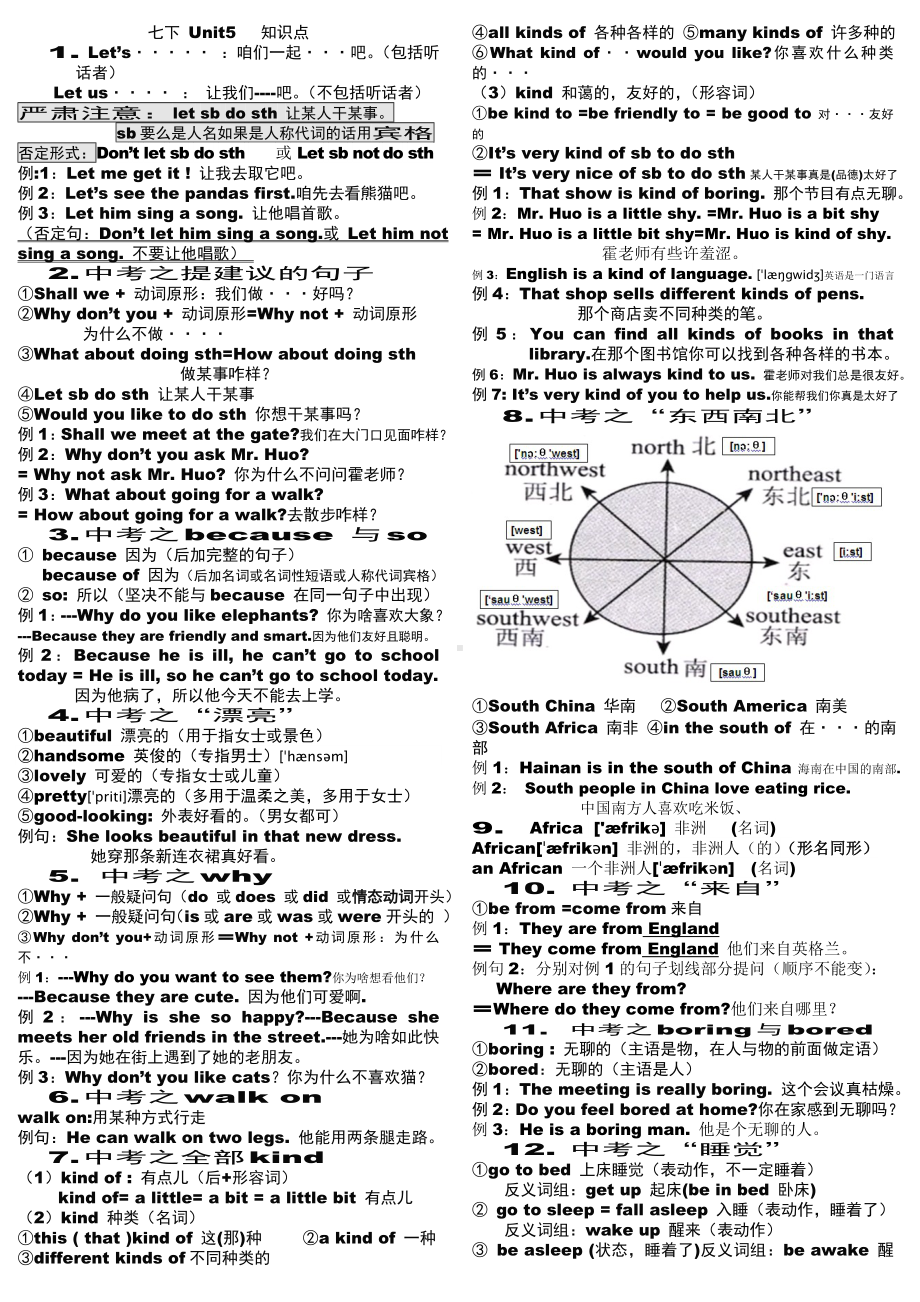 -人教新目标版七年级下册《英语》Unit 5 知识点.docx_第1页