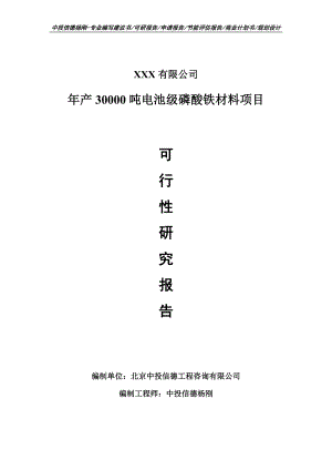 年产30000吨电池级磷酸铁材料可行性研究报告申请建议书.doc