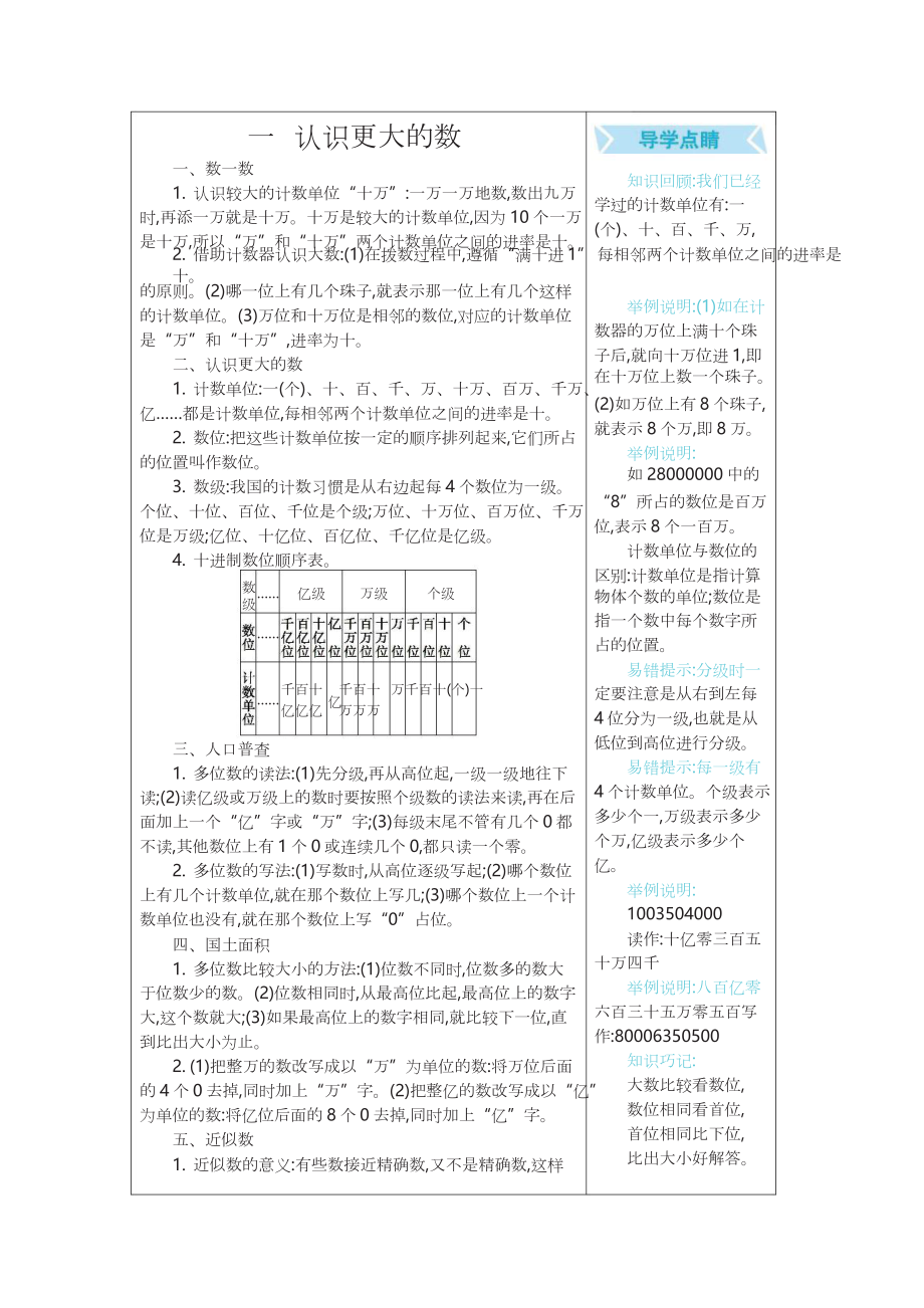 小学四年级上册数学北师大版讲义重点.docx_第1页