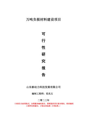 重点项目万吨负极材料建设项目可行性研究报告申请立项备案可修改案例.wps