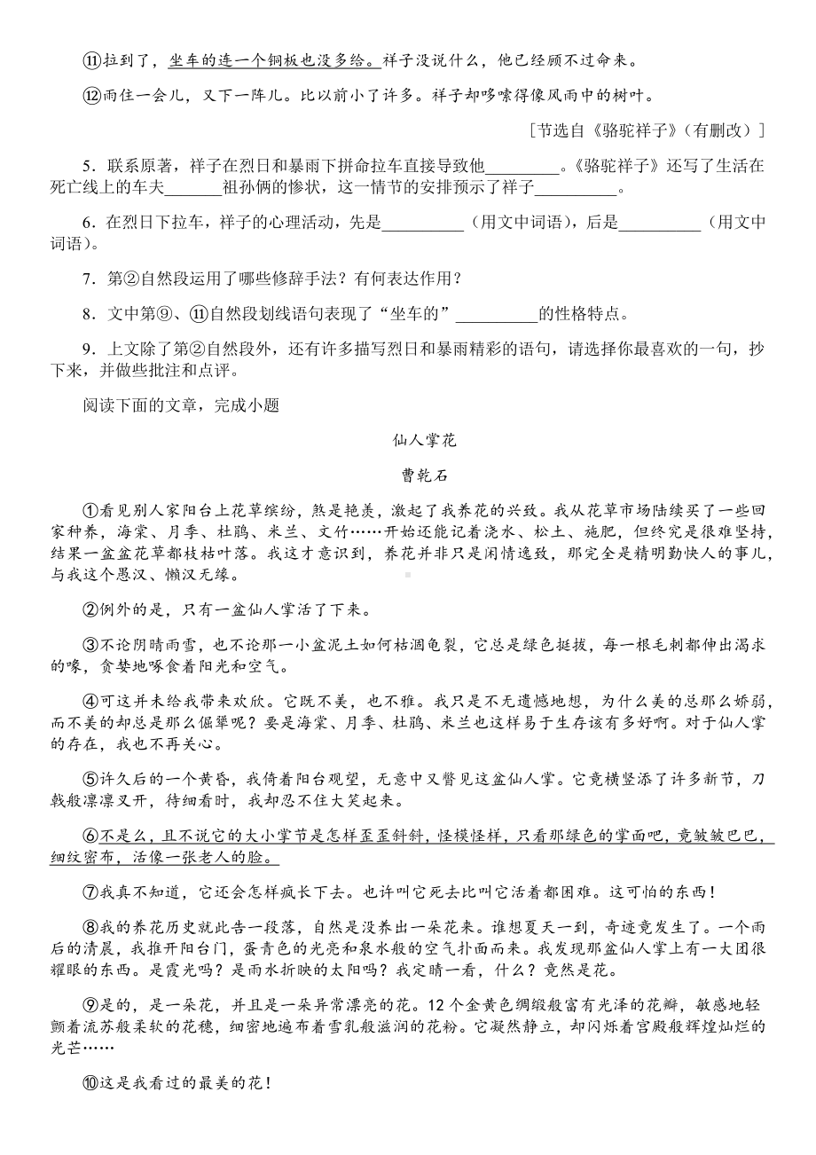 （部）统编版七年级下册《语文》现代文阅读专项训练一（含答案）.docx_第3页