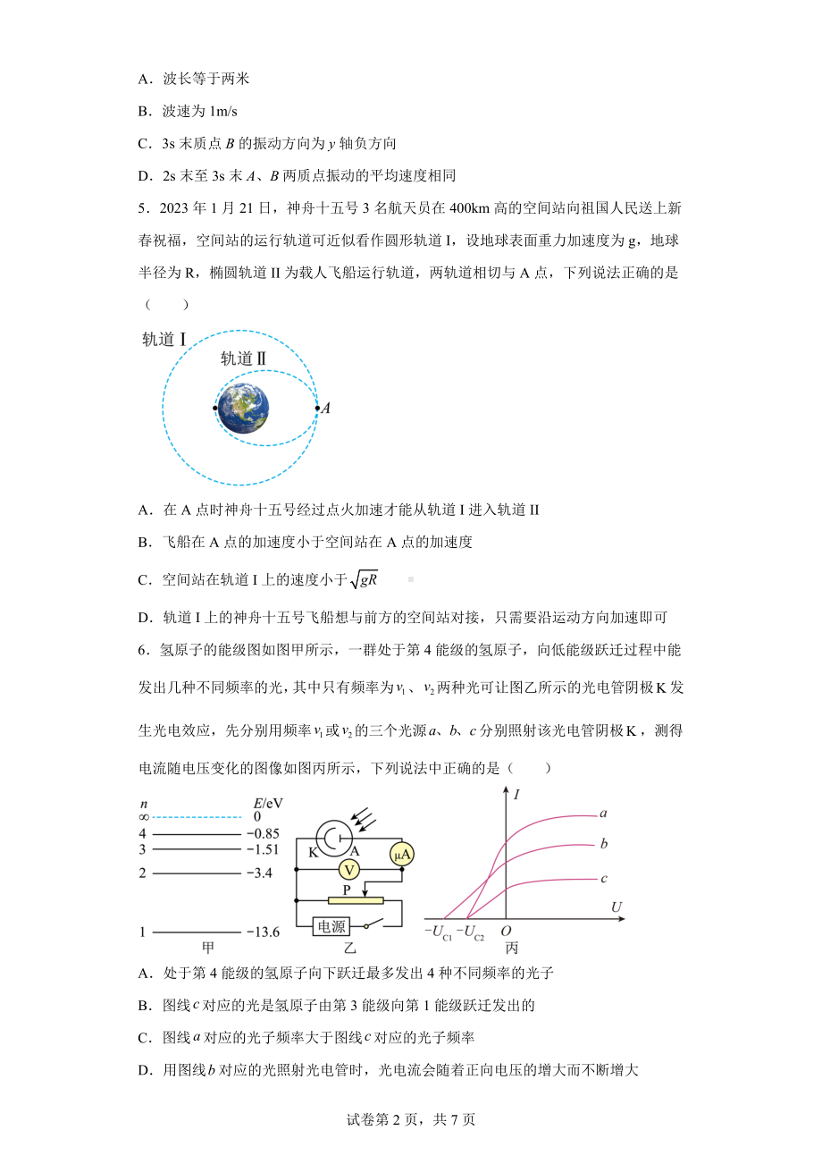 2023届江苏省南京市高三下学期二模物理试题.docx_第2页