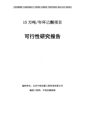 15万吨年环己酮项目可行性研究报告申请立项.doc