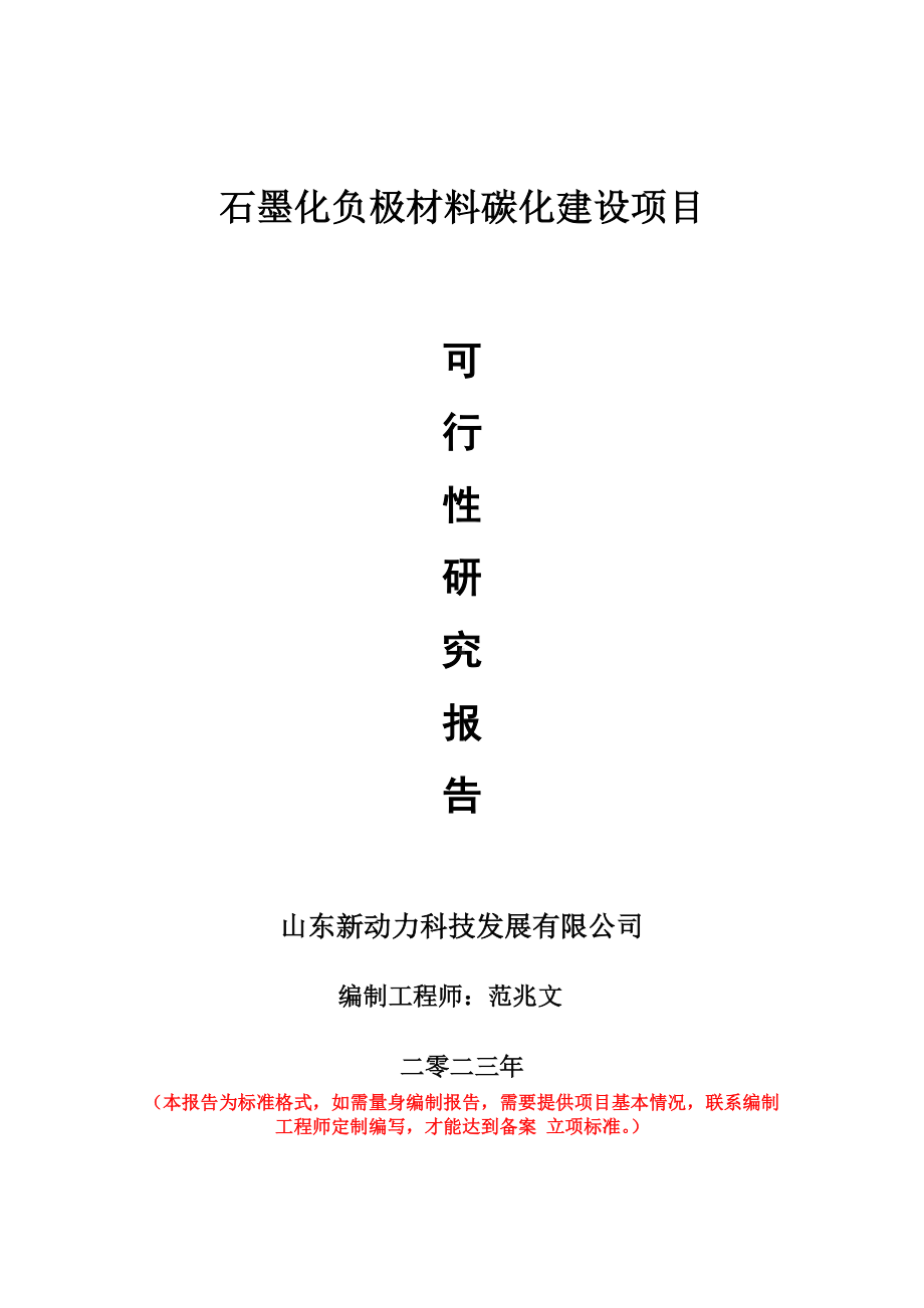 重点项目石墨化负极材料碳化建设项目可行性研究报告申请立项备案可修改案例.wps_第1页