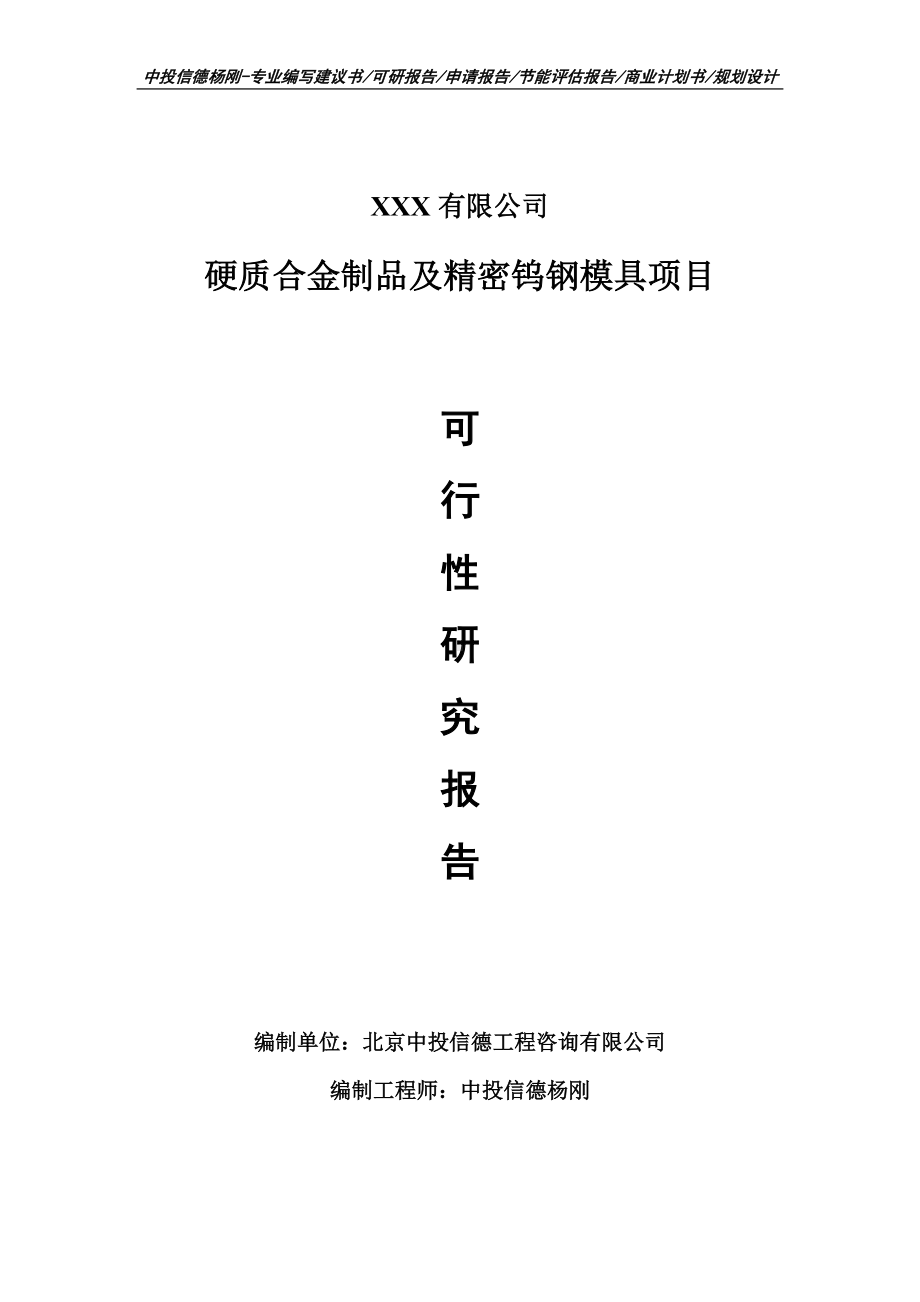 硬质合金制品及精密钨钢模具可行性研究报告建议书案例.doc_第1页