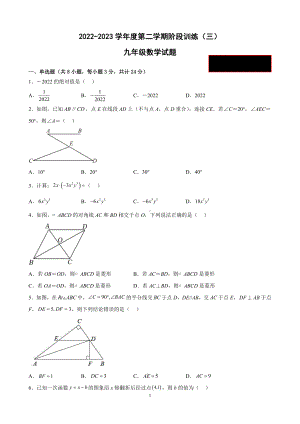 2023年陕西省西安市高新第二初级中学九年级中考三模数学试题 - 副本.pdf