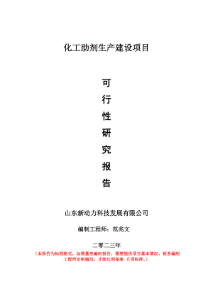 重点项目化工助剂生产建设项目可行性研究报告申请立项备案可修改案例.wps