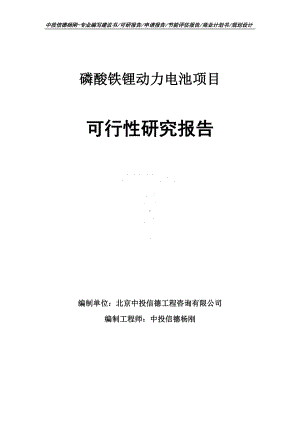 磷酸铁锂动力电池项目可行性研究报告申请备案.doc