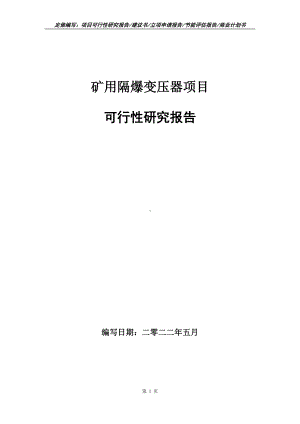 矿用隔爆变压器项目可行性报告（写作模板）.doc