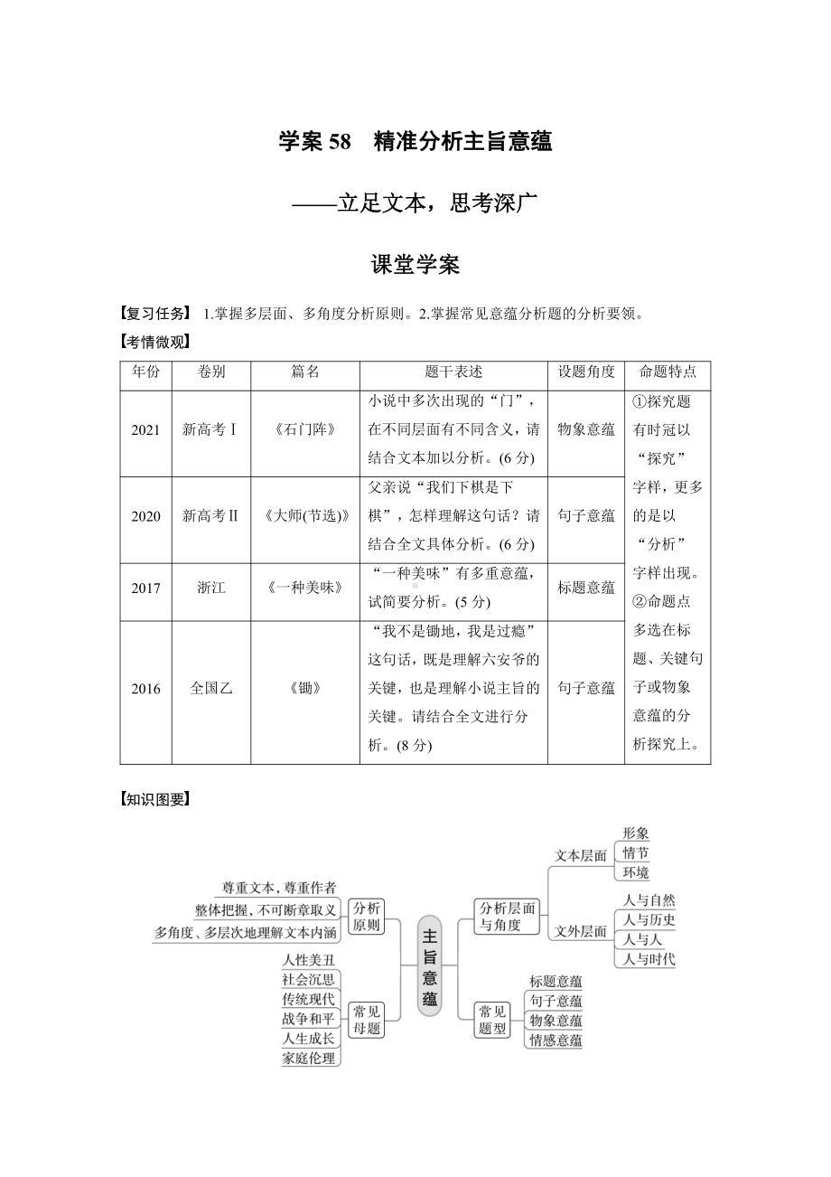 语文高考复习板块7 小说阅读 学案58　精准分析主旨意蕴—立足文本思考深广.pdf_第1页