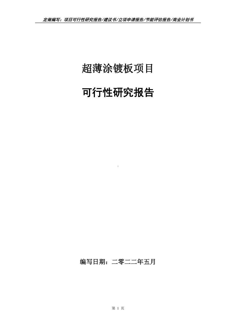 超薄涂镀板项目可行性报告（写作模板）.doc_第1页