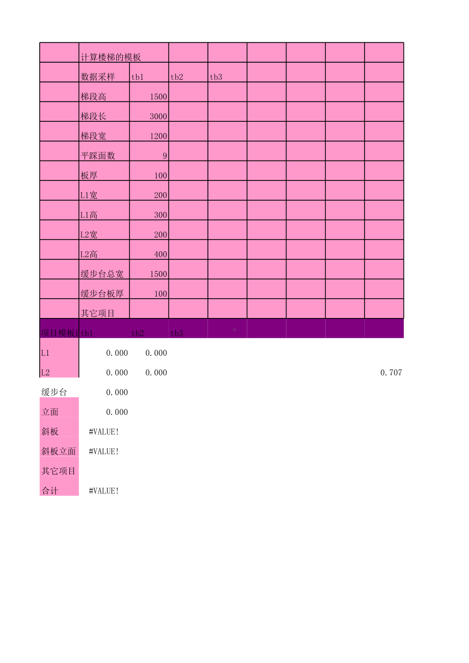 楼梯工程量计算表（模板、砼计算）.xls_第1页