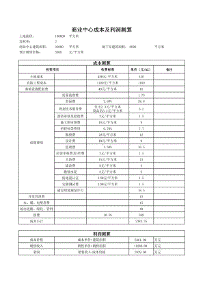 房地产成本及利润测算自动计算表格.xls