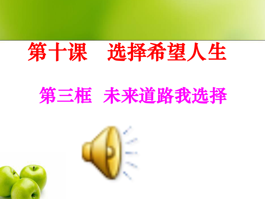 人教版九年级全册第十课第三框未来道路我选择（共19张PPT）[1].ppt_第1页