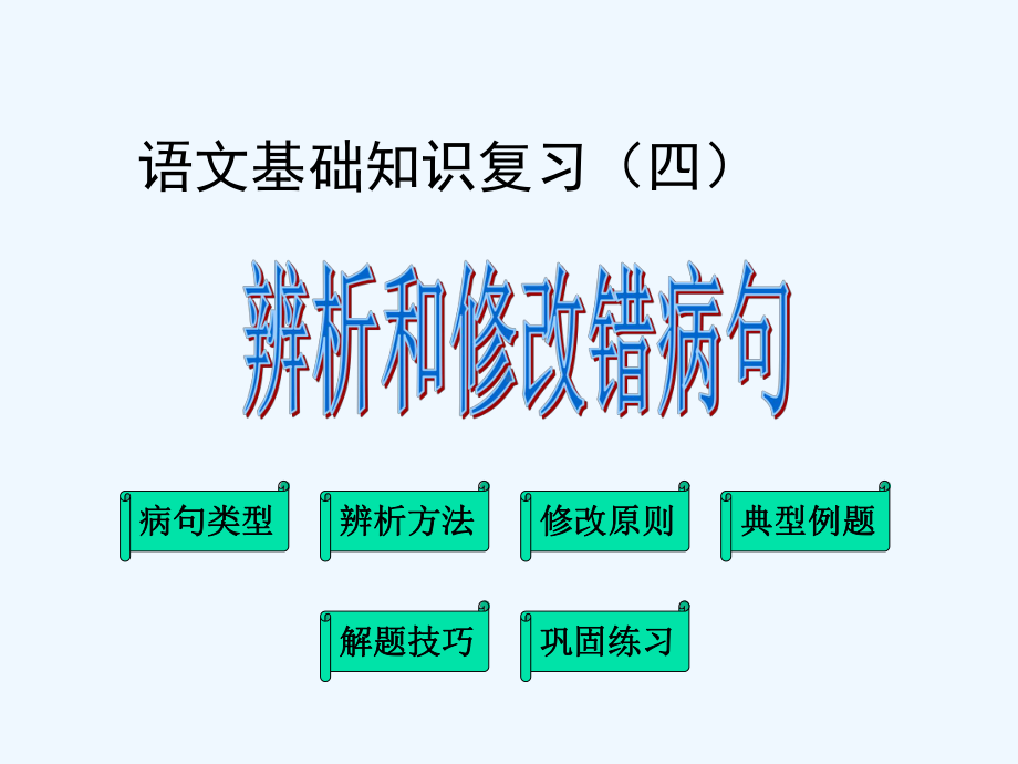 中考语文复习专题课件 辨析和修改病句.ppt_第1页