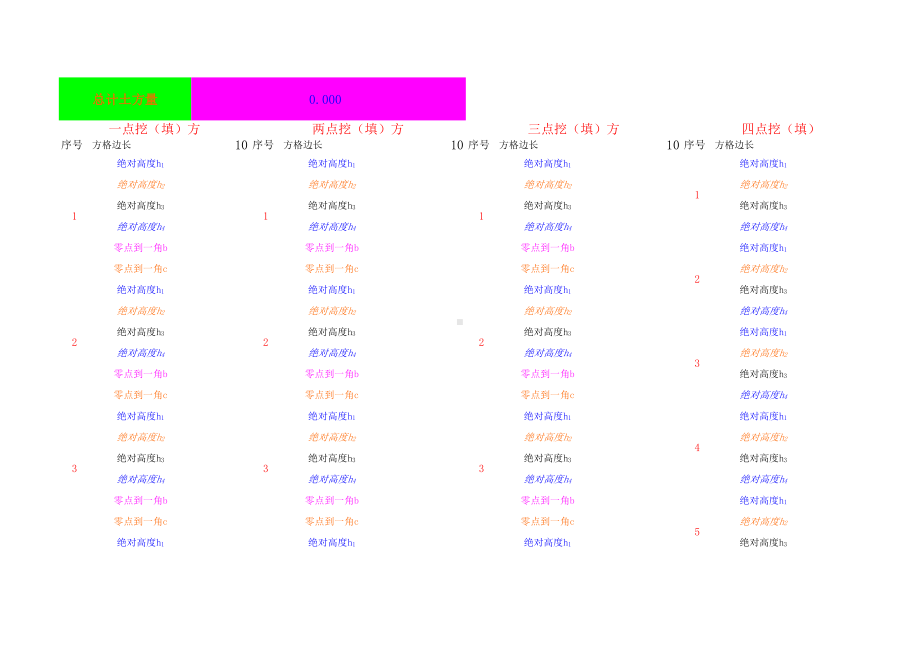 土方方格网计算表格（EXCEL）.xls_第1页