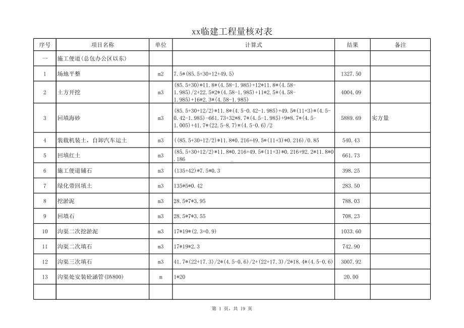 住宅项目临建工程量计算实例(计算过程).XLS_第1页