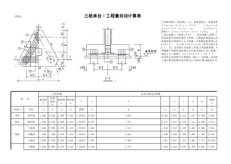 三桩承台工程量计算表（直接套用）.xls_第1页