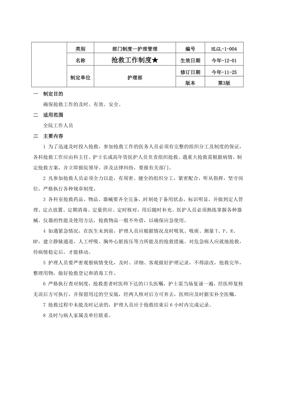 修订版医院抢救车管理手册制度清单使用说明.doc_第3页