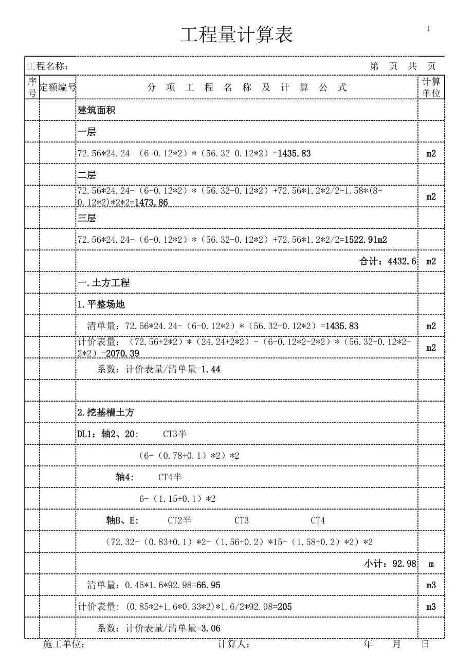 某土建工程工程量计算书.xls_第1页