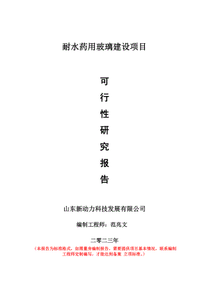 重点项目耐水药用玻璃建设项目可行性研究报告申请立项备案可修改案例.wps