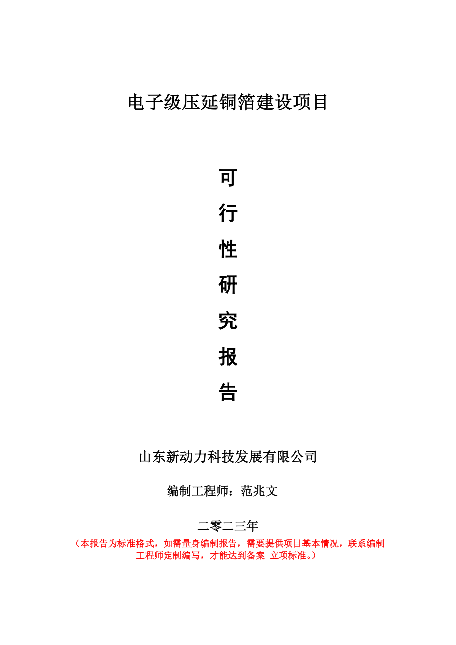 重点项目电子级压延铜箔建设项目可行性研究报告申请立项备案可修改案例.wps_第1页