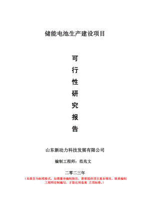 重点项目储能电池生产建设项目可行性研究报告申请立项备案可修改案例.wps