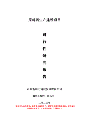 重点项目原料药生产建设项目可行性研究报告申请立项备案可修改案例.wps