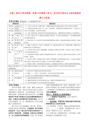 2011届高考历史第一轮复习 政治文明历程 第三单元 近代西方资本主义政治制度的确立与发展学案 新课标必修1.doc