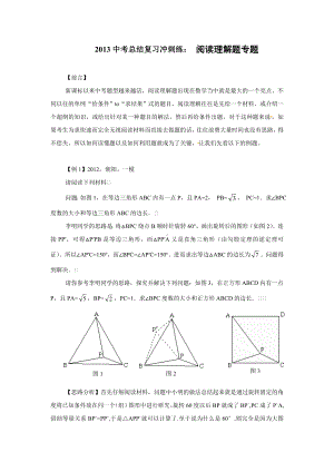 2013中考总结复习冲刺练：阅读理解题专题.doc