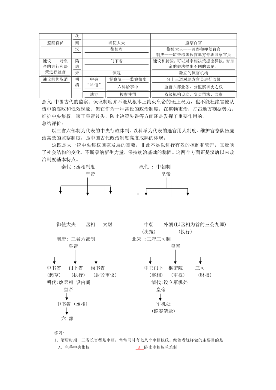 高中历史 《古代政治制度的成熟》学案4 岳麓版必修1.doc_第2页