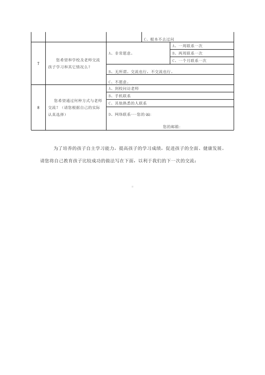 家校沟通问卷调查表.doc_第2页