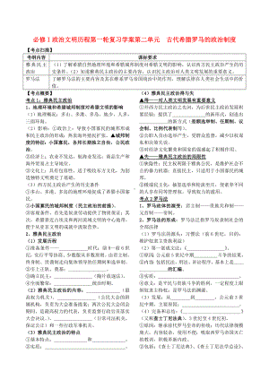 2011届高考历史第一轮复习 政治文明历程 第二单元 古代希腊罗马的政治制度学案 新课标必修1.doc