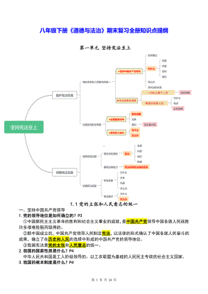 八年级下册《道德与法治》期末复习全册知识点提纲（实用必备！）.docx