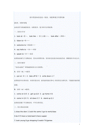 （中考英语）初中英语知识总结-短语、词组和重点句型归纳.doc