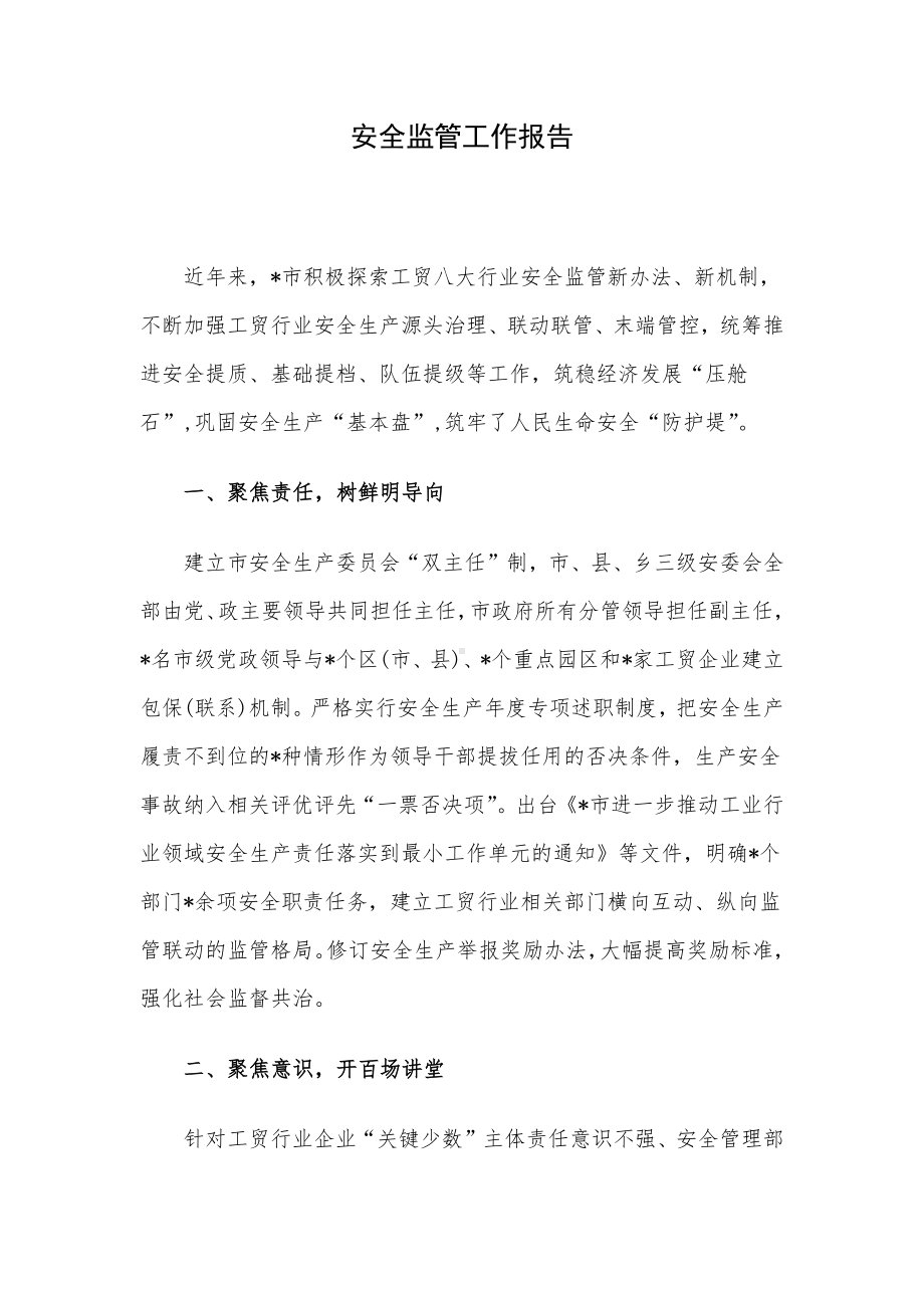 安全监管工作报告.docx_第1页