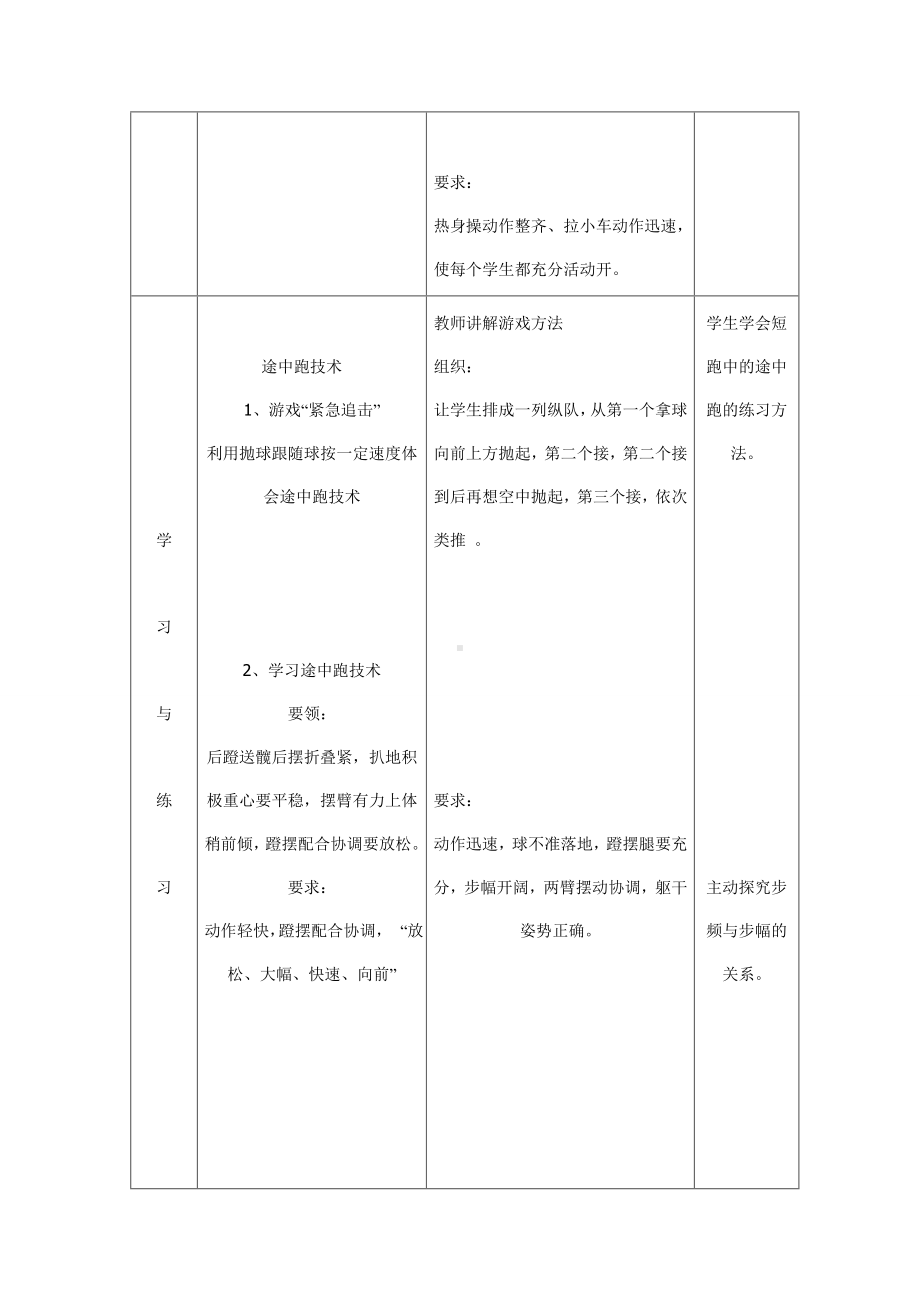 短跑中的途中跑教学设计及教案五.doc_第2页