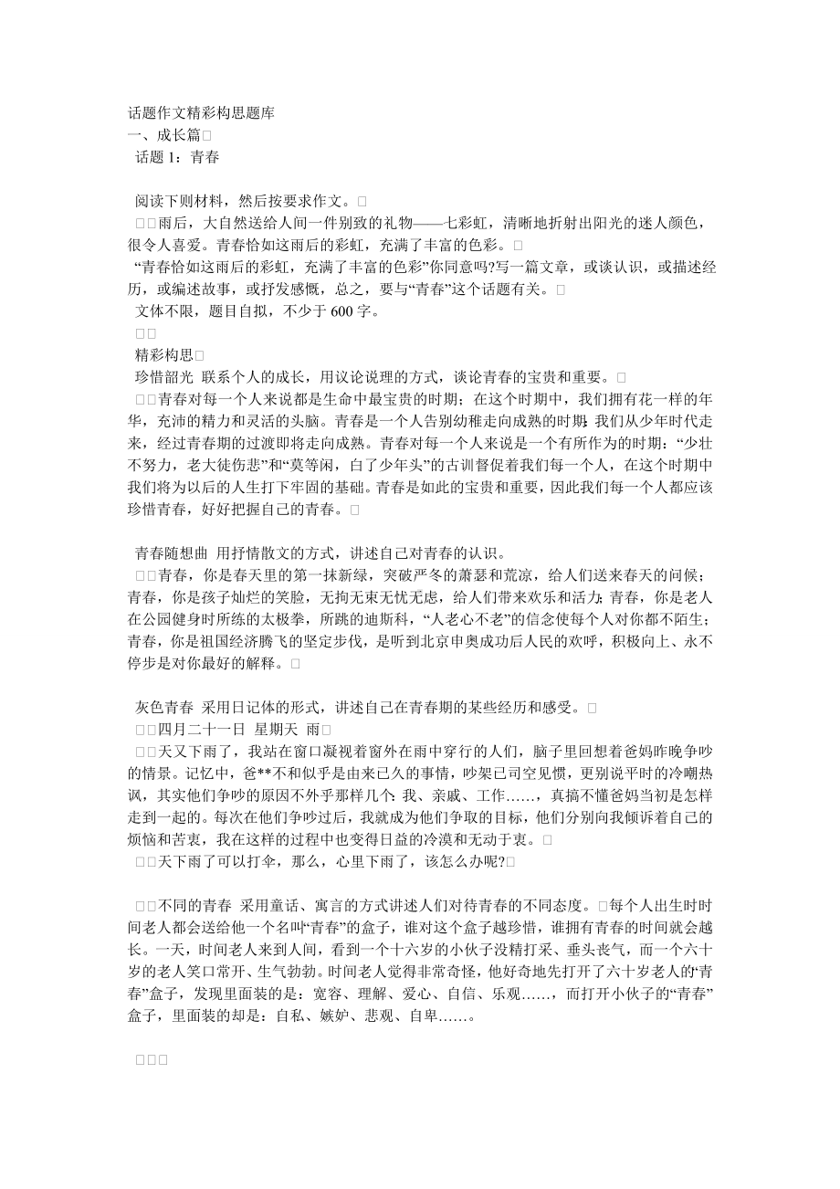 话题作文精彩构思题库.doc_第1页