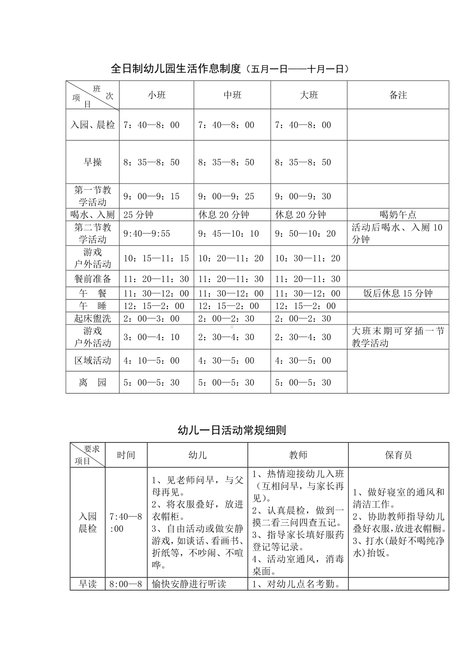 全日制幼儿园生活作息制度.doc_第1页