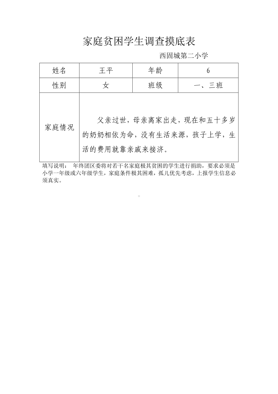 家庭贫困学生调查摸底表13班.doc_第1页