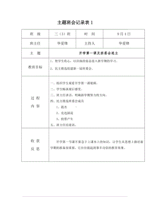 三（3）班主题班会记录表.doc