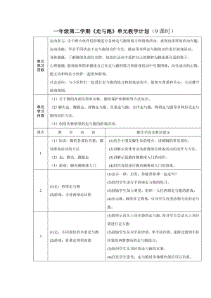 小学体育一年级第二学期《走与跑》单元教学计划.doc