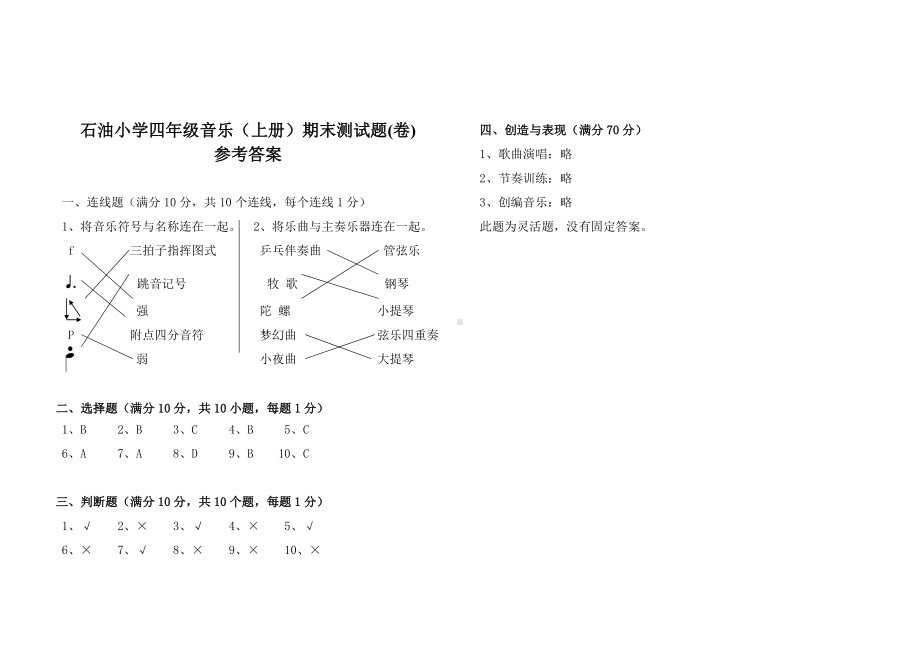 人音版小学四年级音乐（上册）期末测试卷.doc_第3页