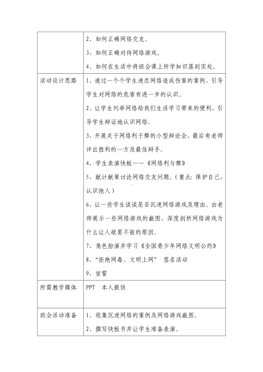 绿色上网健康成长主题班会教学设计(肖立波).doc_第2页