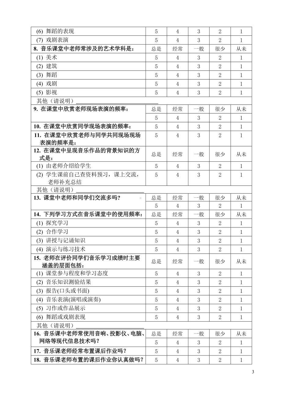 高中学生音乐学习情况调查问卷.doc_第3页