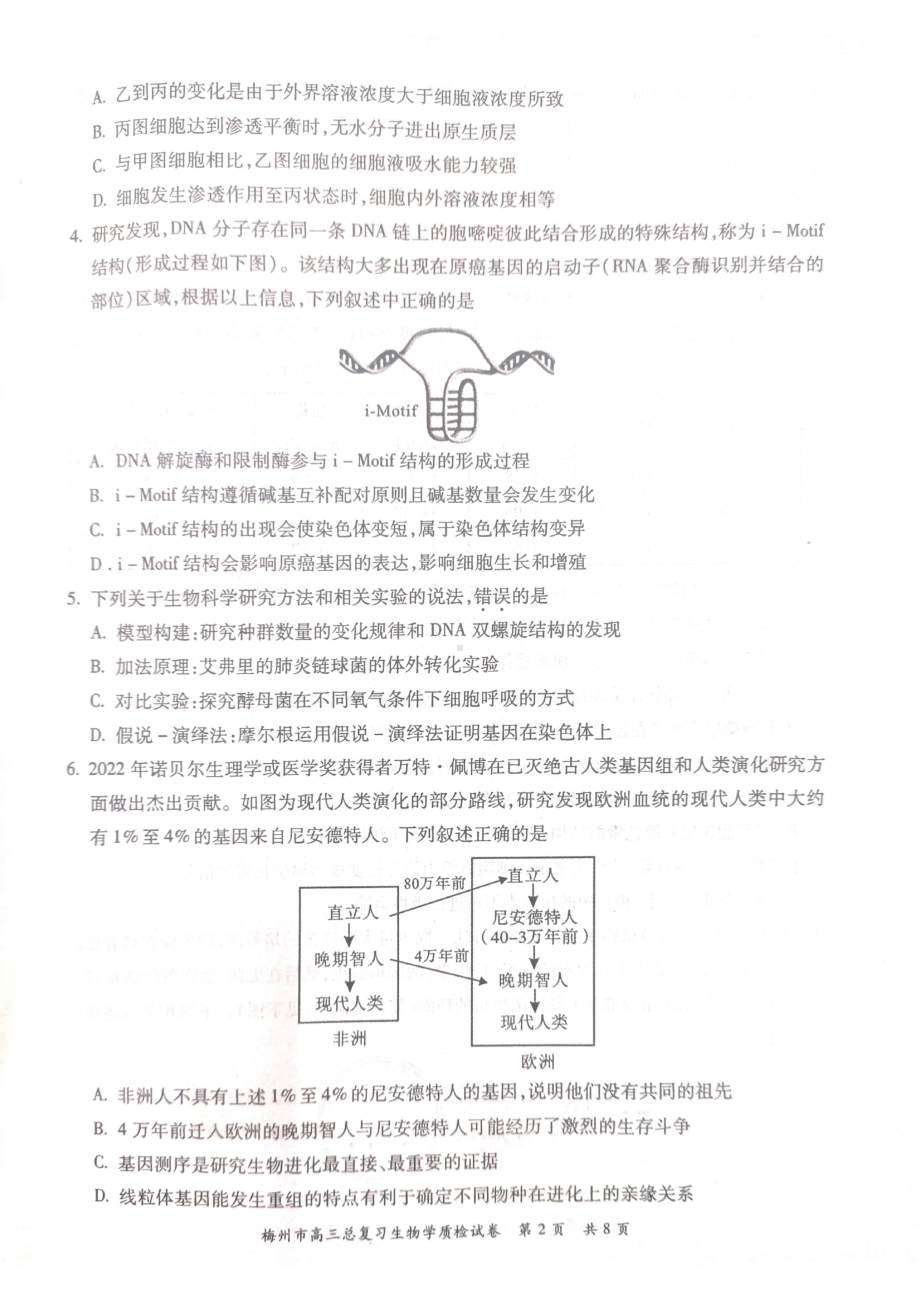 广东省梅州市2023届高考二模生物试卷.pdf_第2页